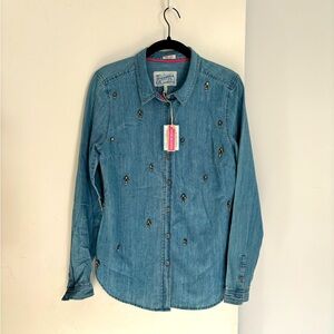 NWT Joules hand-beaded denim shirt US6 (UK10)